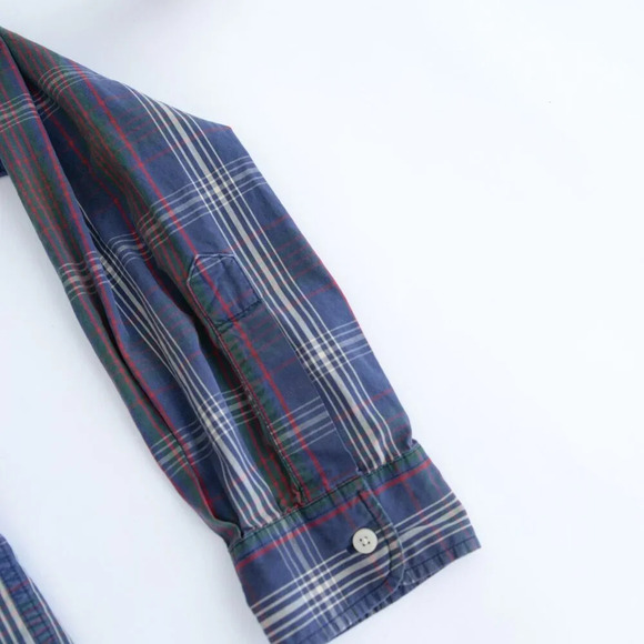 Vintage 90S Abercrombie And Finch Navy And Green Muscle Button Down  Dress Shirt - Picture 4 of 9